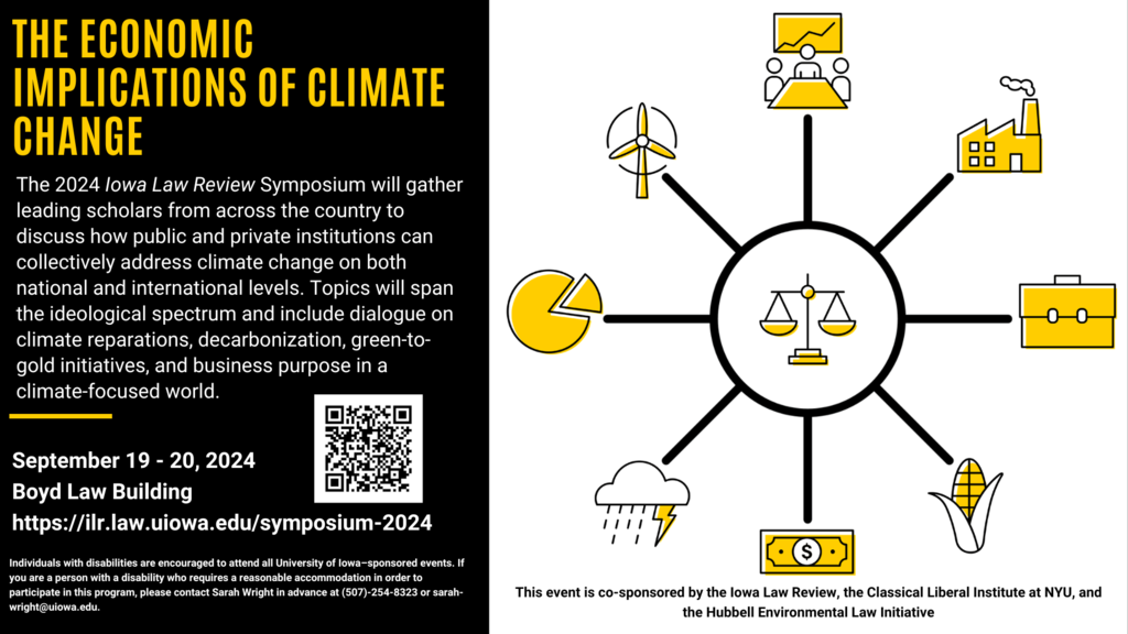 The Economic Implications of Climate Change: Iowa Law Review’s Volume 110 Symposium promotional image